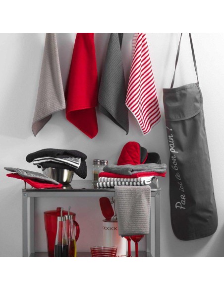 tablier +poche 60 x 84 cm coton uni brode cuistot taupe