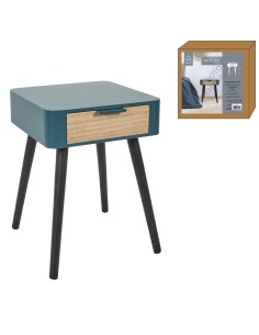hd7336 - chevet 1 tiroir en bois bleu canard m1