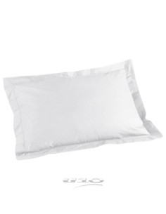 1640701 - taie d'oreiller volant plat 50 x 70 cm uni 57 fils lina blanche + poin