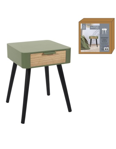 hd7338 - chevet 1 tiroir en bois vert kaki m1