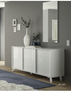 17169 - buffet annika 3p blanc laqué brillant