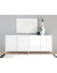 city 17170 - buffet annika 4p blanc laqué brillant
