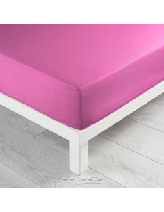 1640656 - drap housse 2 personnes 140 x 190 cm uni 57 fils lina bois de rose