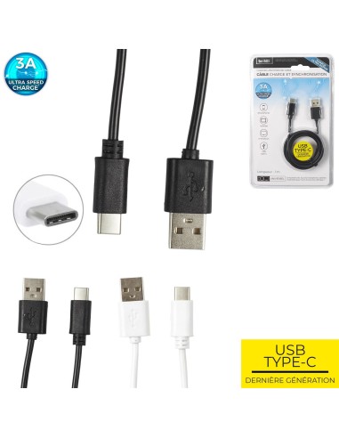 ht2041 - cable charge ultra rapide 3a et sync type c m12