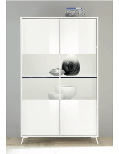 17171 - vitrine annika 2p blanc laqué brillant
