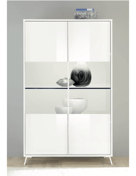 17171 - vitrine annika 2p blanc laqué brillant