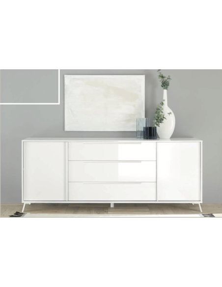 17172 - buffet annika 2p3t blanc laqué brillant