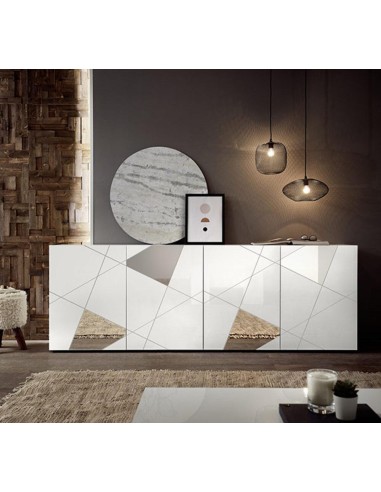 17174 - buffet tassia 4p blanc laqué brillant