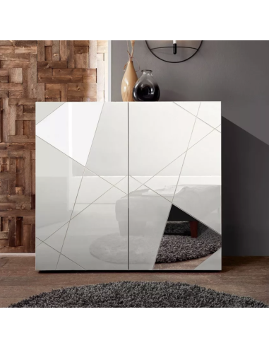 17175 - meuble aux.haut tassia 2p blanc laqué brillant