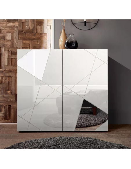 17175 - meuble aux.haut tassia 2p blanc laqué brillant