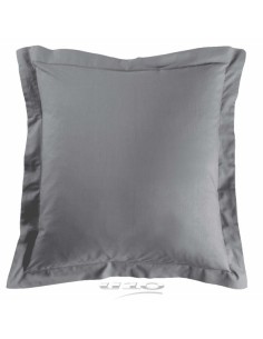 1640687 - taie d'oreiller volant plat 63 x 63 cm uni 57 fils lina gris souris +