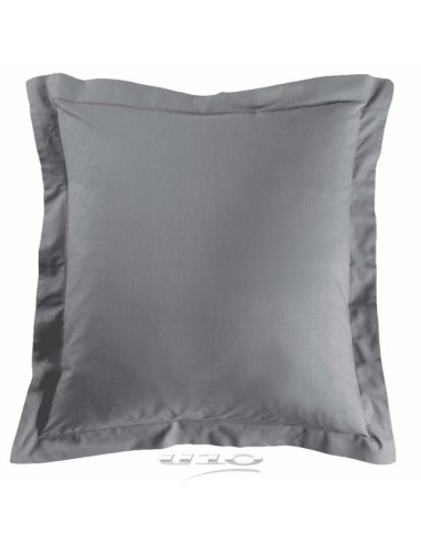 1640687 - taie d'oreiller volant plat 63 x 63 cm uni 57 fils lina gris souris +