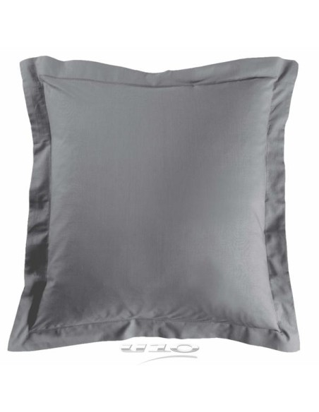 1640687 - taie d'oreiller volant plat 63 x 63 cm uni 57 fils lina gris souris +