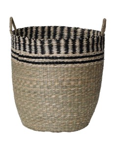 8414223701 - paniere a linge ronde gm matiere vegetale avec bord tresse 54x42 cm