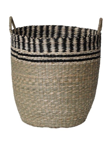 8414223701 - paniere a linge ronde gm matiere vegetale avec bord tresse 54x42 cm