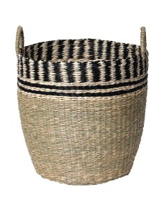 8414223702 - paniere a linge ronde mm matiere vegetale avec bord tresse 47x37 cm