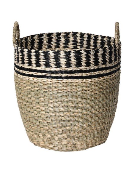 8414223702 - paniere a linge ronde mm matiere vegetale avec bord tresse 47x37 cm