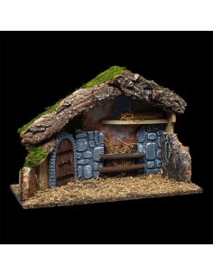 creche de noel vide mm bois+resine h24cm