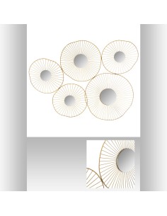 167008b - deco murale met 5 miroir or
