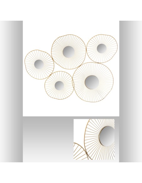 167008b - deco murale met 5 miroir or