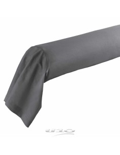 taie de traversin 85 x 185 cm uni 57 fils lina gris souris + point bourdon