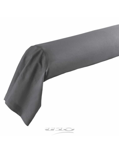 taie de traversin 85 x 185 cm uni 57 fils lina gris souris + point bourdon