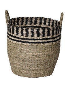 8414223703 - paniere a linge ronde pm matiere vegetale avec bord tresse 42x33 cm