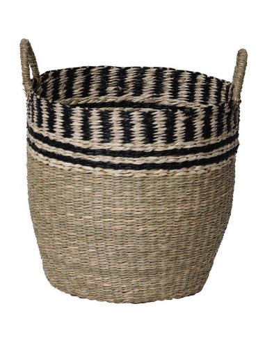 8414223703 - paniere a linge ronde pm matiere vegetale avec bord tresse 42x33 cm