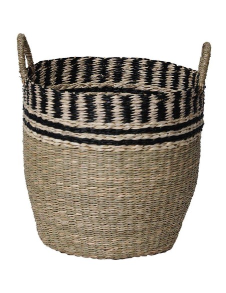 8414223703 - paniere a linge ronde pm matiere vegetale avec bord tresse 42x33 cm