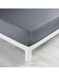 1640653 - drap housse 2 personnes 140 x 190 cm uni 57 fils lina gris souris