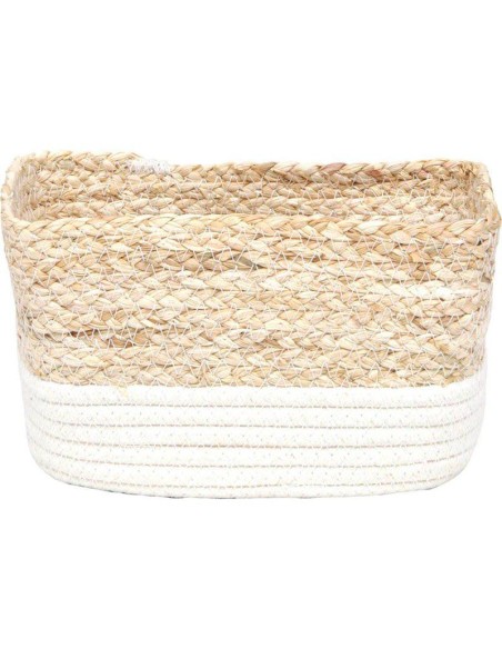 grand panier rectangulaire gm mais/coton 23x15x13,5 cm -  naturel/blanc