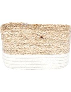 panier rectangulaire mm mais/coton  21x13x12 cm - naturel/blanc