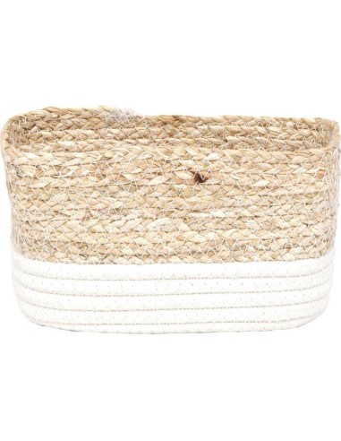 panier rectangulaire mm mais/coton  21x13x12 cm - naturel/blanc