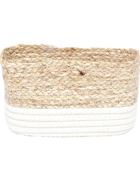 panier rectangulaire mm mais/coton  21x13x12 cm - naturel/blanc