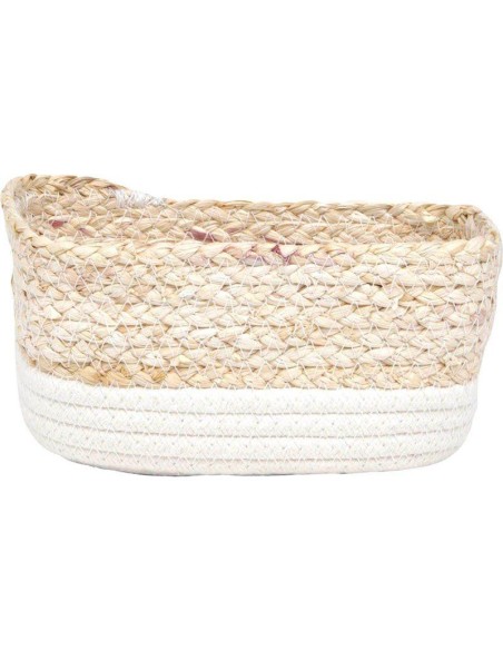 rectangulaire pm mais/coton 19x12x10 cm - naturel/blanc