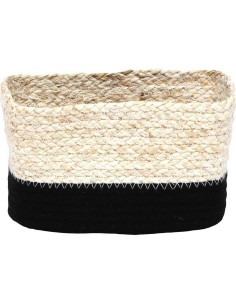 panier rectangulaire gm mais/coton 23x15x13,5 cm - naturel/noir