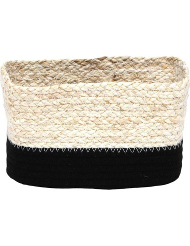 panier rectangulaire gm mais/coton 23x15x13,5 cm - naturel/noir