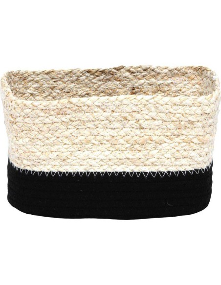 panier rectangulaire gm mais/coton 23x15x13,5 cm - naturel/noir