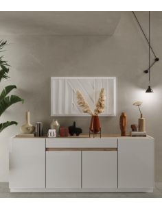 17187 - buffet zaria 4p1t blanc laqué/chéne