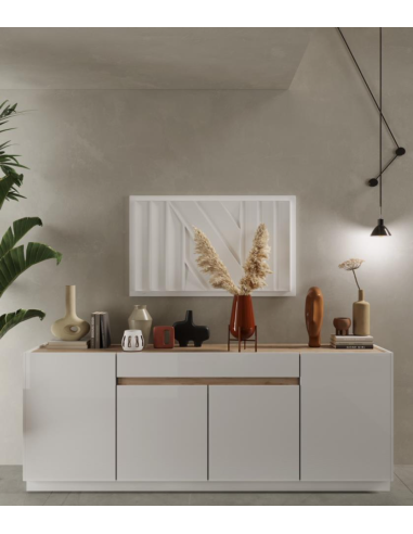 17187 - buffet zaria 4p1t blanc laqué/chéne