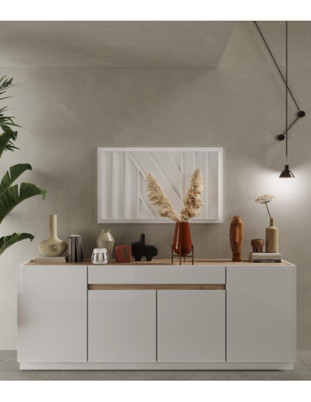 17187 - buffet zaria 4p1t blanc laqué/chéne