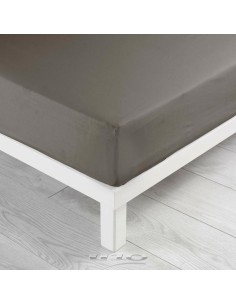 drap housse 1 personne 90 x 190 cm uni 57 fils lina noisette