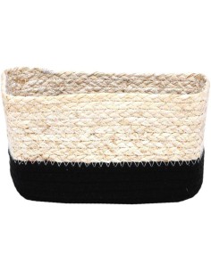 panier rectangulaire mm mais/coton 21x13x12 cm - naturel/noir