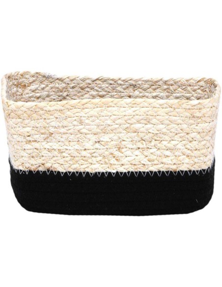 panier rectangulaire mm mais/coton 21x13x12 cm - naturel/noir