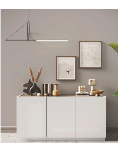 17188 - buffet zaria 3p blanc laqué/chéne