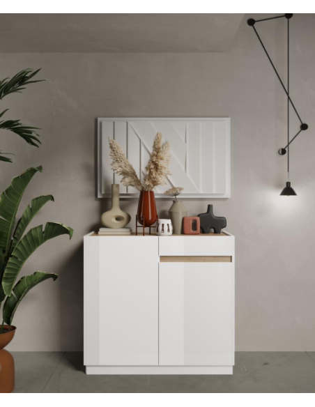 fantasy 17189 - meuble aux. zaria 2p1t blanc laqué/chéne