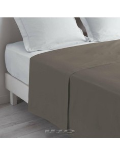 drap plat 1 personne 180 x 290 cm uni 57 fils lina noisette + point bourdon