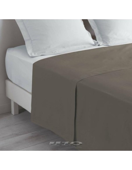 drap plat 1 personne 180 x 290 cm uni 57 fils lina noisette + point bourdon