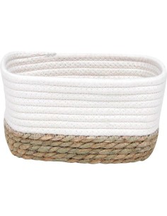 8416421302 - panier rectangulaire mm coton / matiere vegetale 21x13x12 cm - blan