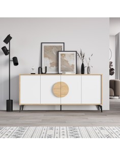 17026 - buffet vae 4p 180cm chéne/blanc
